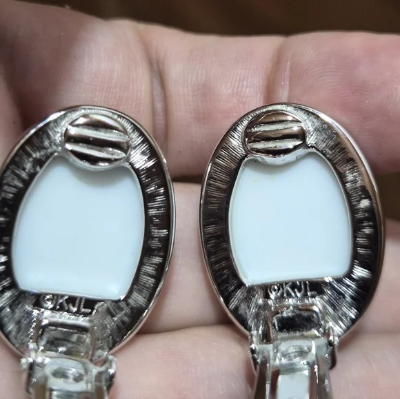 Kenneth Jay Lane Blue and Silver Earrings - Picture 3 of 3